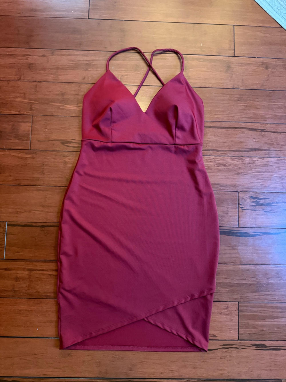 Windsor Sleeveless Burgundy Bodycon Dress with Cross-Back Straps